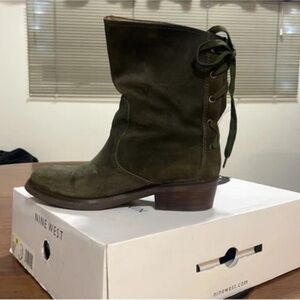 Nine West Dark Green Lace-Up Boots